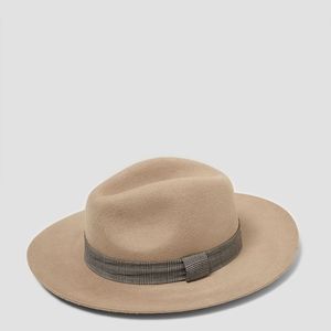 ZARA wool Hat Beige With Ribbon - Size M